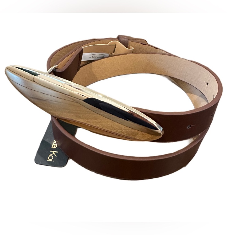 Brown Leather Belt with Silver Buckle